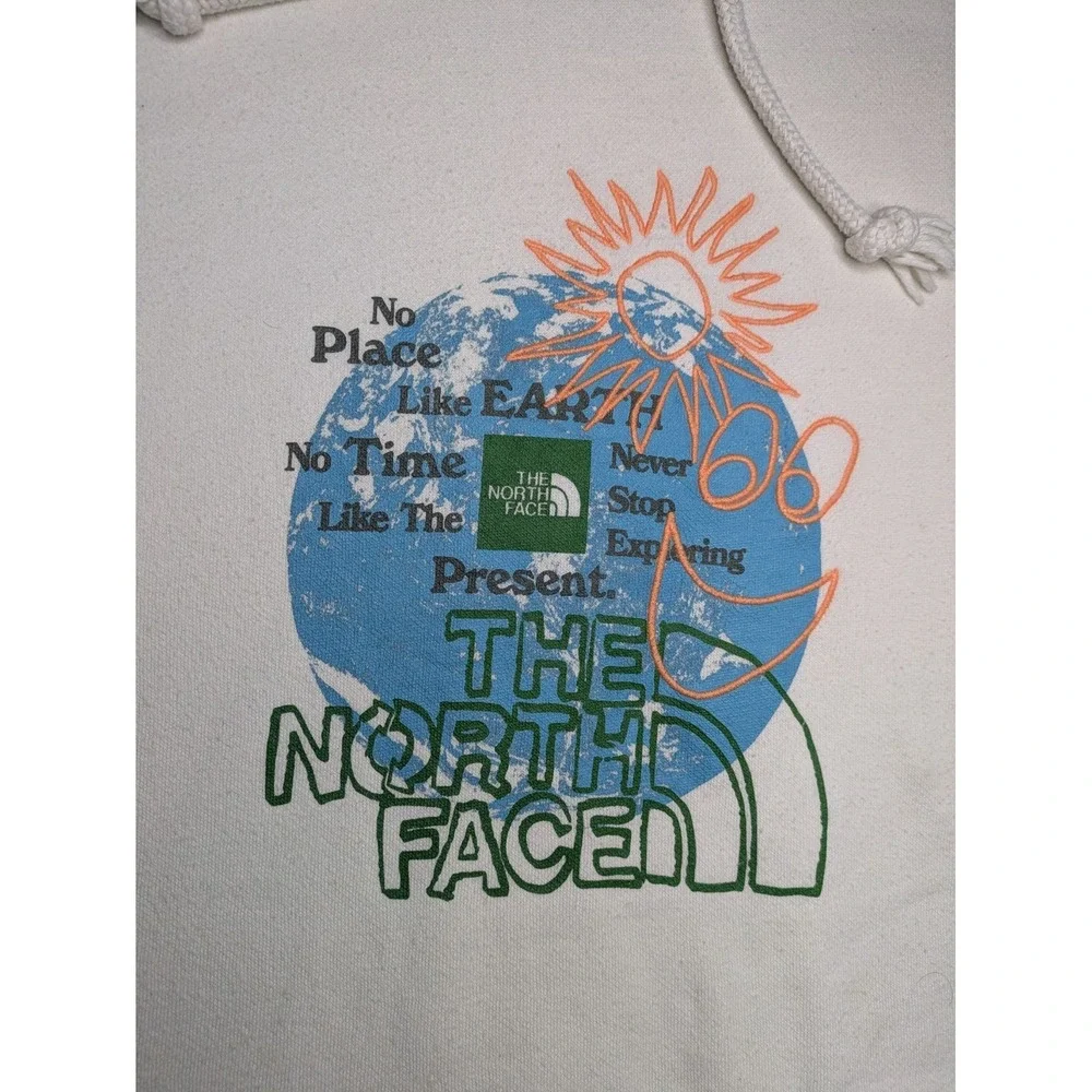 The‎ North Face Hoodie Mens Large White Earth Logo Pullover Sweatshirt Outdoor